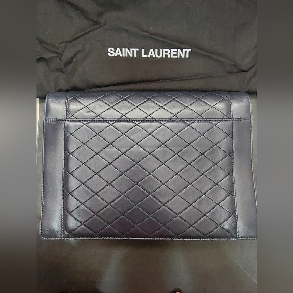 Saint Laurent Dark Navy Gaby Envelope Satchel Quilted Lambskin Leather - Picture 5 of 15